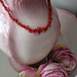 Vintage branch coral necklace, Natural salmon coral